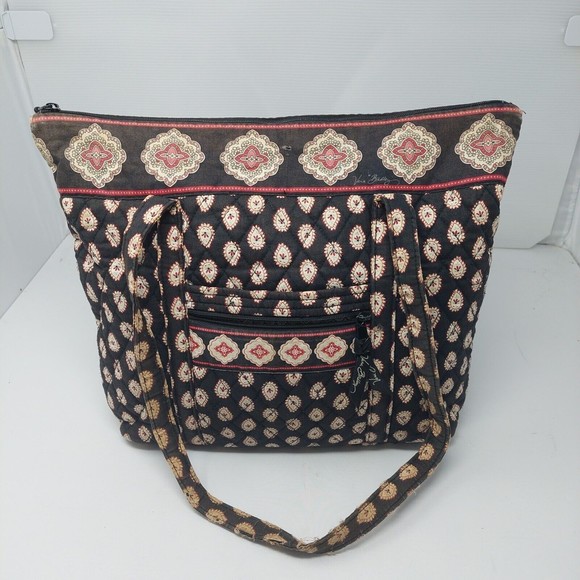 Vera Bradley Villager Tote Classic Black  Red Paisley Print Quilted Shoulder Bag - Picture 11 of 11